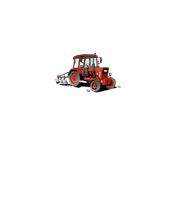 TRACTOR model alb pe tricou