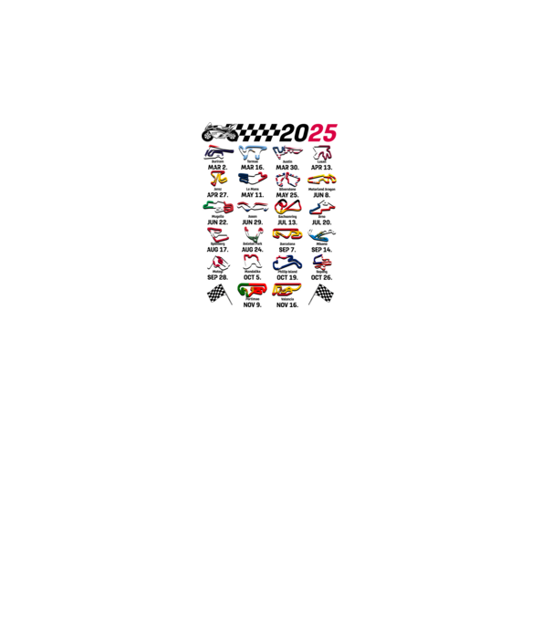 MOTOGP 25 CALENDAR alb model alb pe tricou