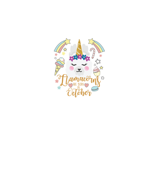 Llamacorns are born in October model alb pe tricou