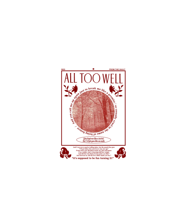 Taylor Swift All too well model alb pe tricou