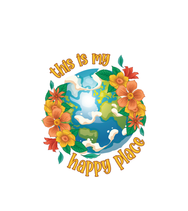 Happy Place model alb pe tricou