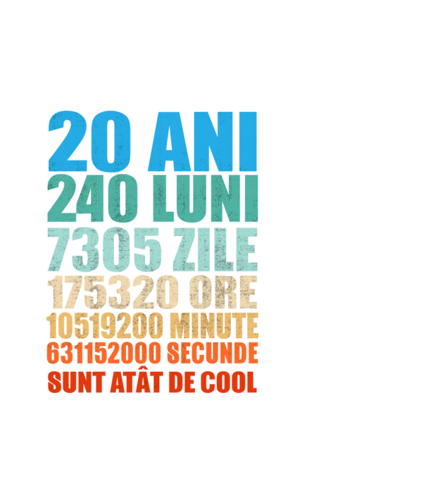 De 20 ani - luni - zile - ore - minute - secunde - sunt atât de cool model alb pe tricou
