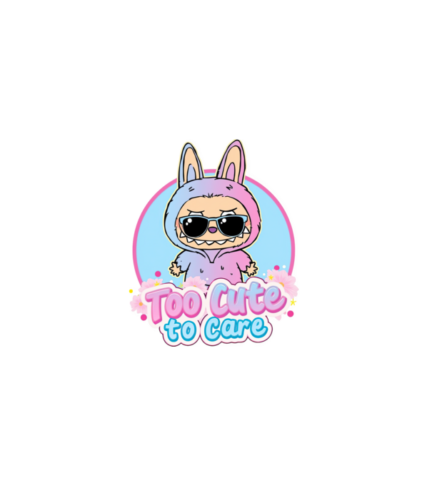 Too cute to care model alb pe tricou