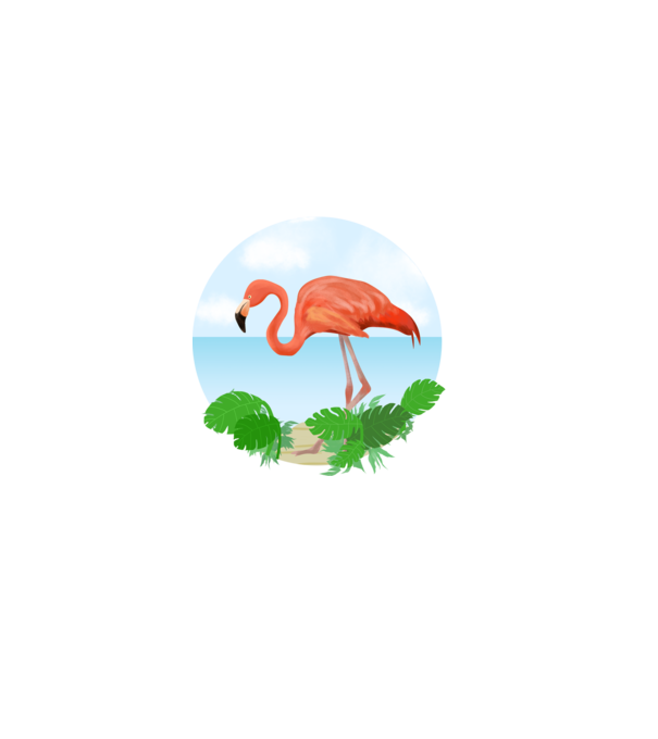 Flamingo model alb pe tricou