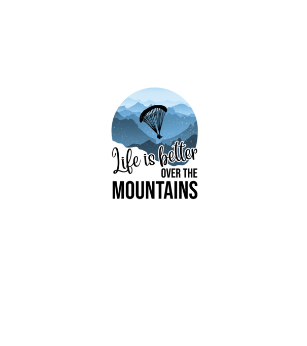 Life is better over the mountains model albastru jeanși pe tricou