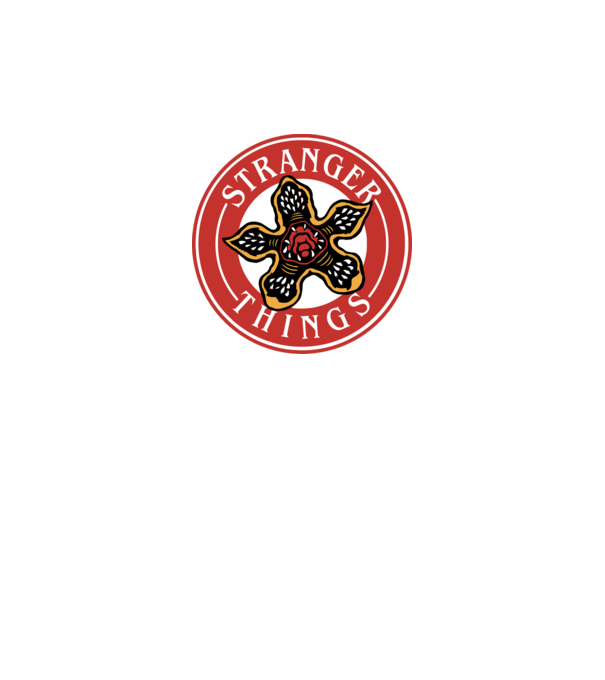 stranger things logo bucks model gri închis pe tricou