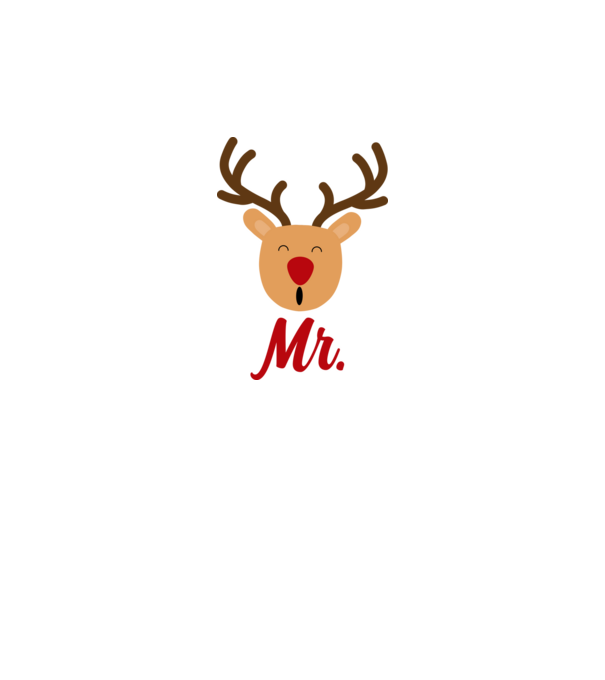 Mr. Reindeer Christmas couple model alb pe tricou