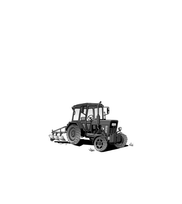 TRACTOR model alb pe tricou