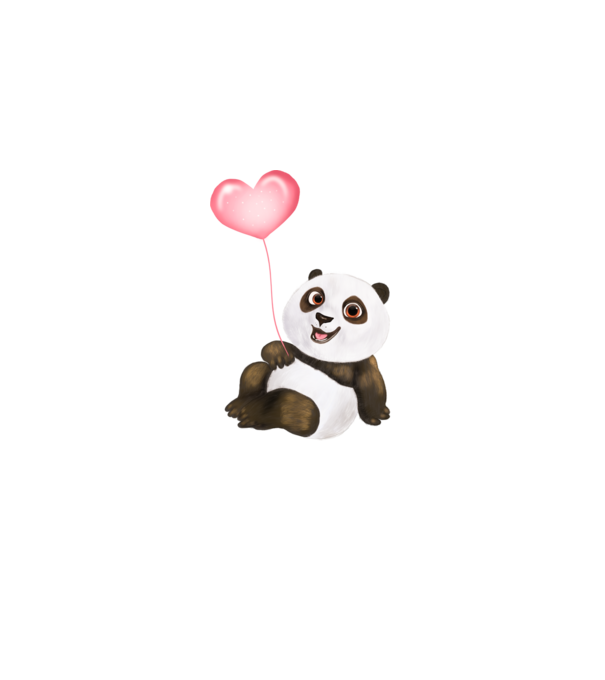 Cute panda with heart model alb pe tricou