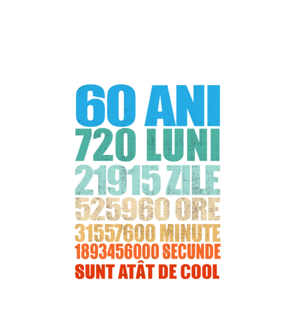 De 60 ani - luni - zile - ore - minute - secunde - sunt atât de cool model alb pe tricou