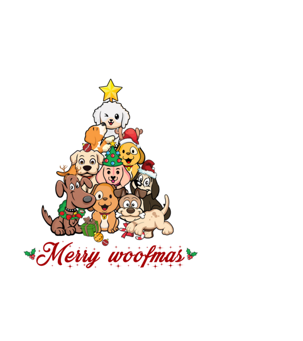 Merry woofmas model negru pe tricou