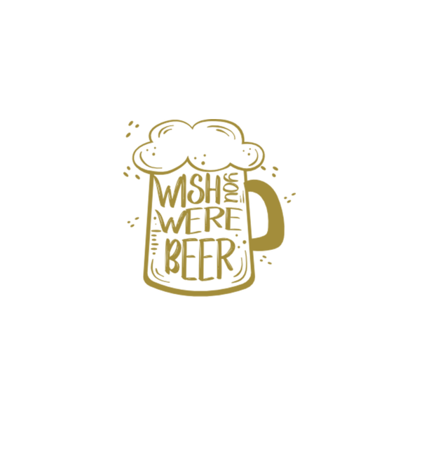 Wish u were beer model negru pe tricou