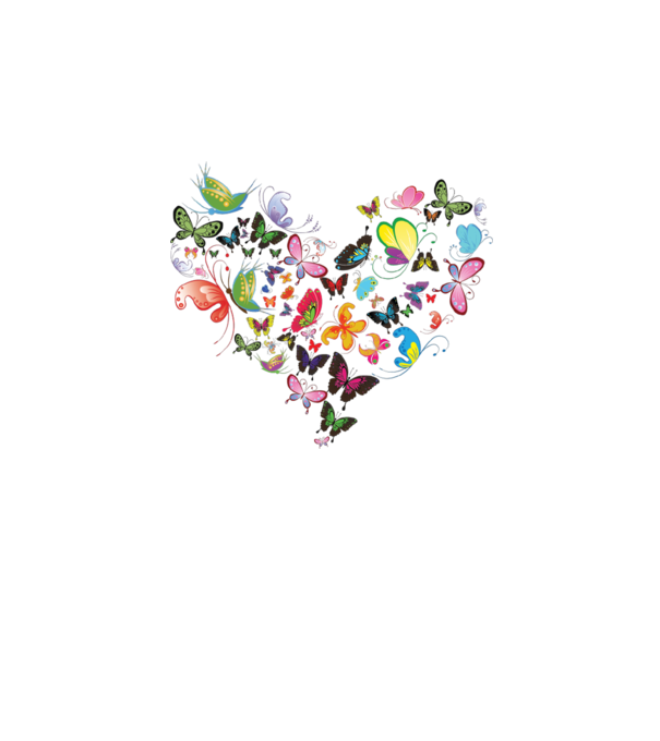 Butterfly Heart model alb pe tricou