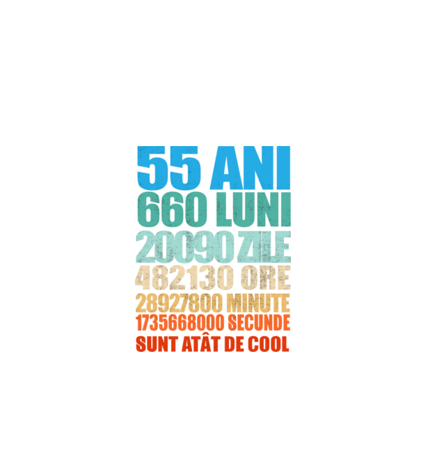De 55 ani - luni - zile - ore - minute - secunde - sunt atât de cool model negru pe tricou