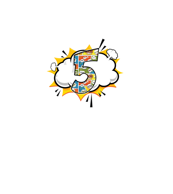 Birthday Comic Number 5 model turcoaz pe tricou
