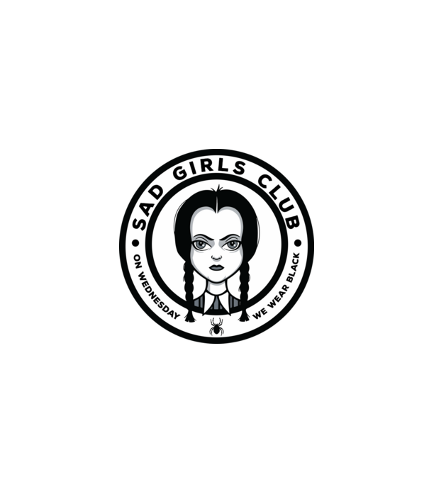 WEDNESDAY Sad Girls Club model negru pe tricou