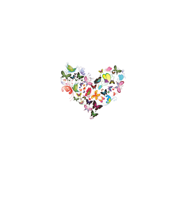 Butterfly Heart model alb pe tricou