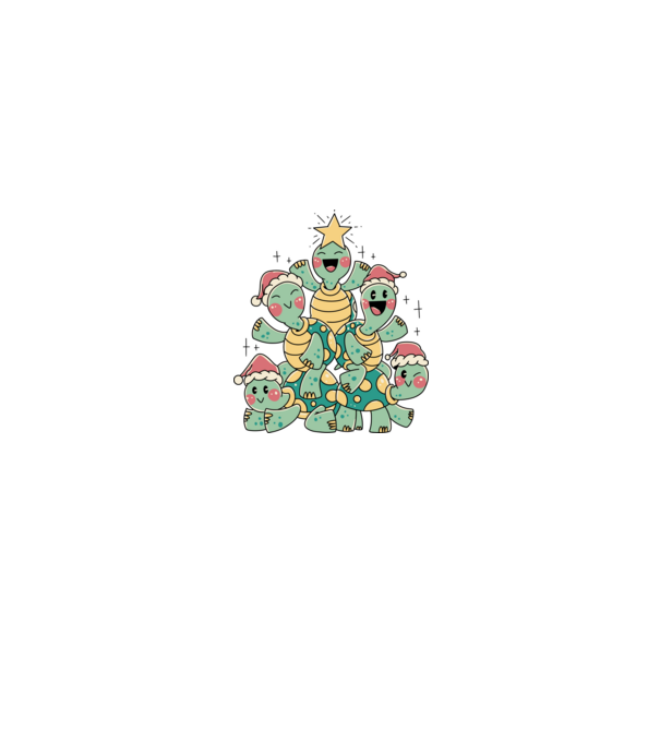 Turtle christmas tree model negru pe tricou