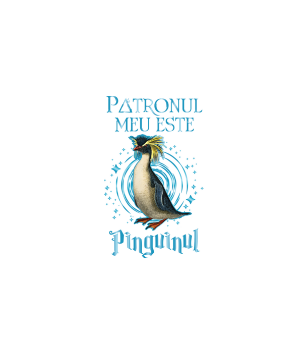 Patronul meu este PINGUINUL model negru pe tricou