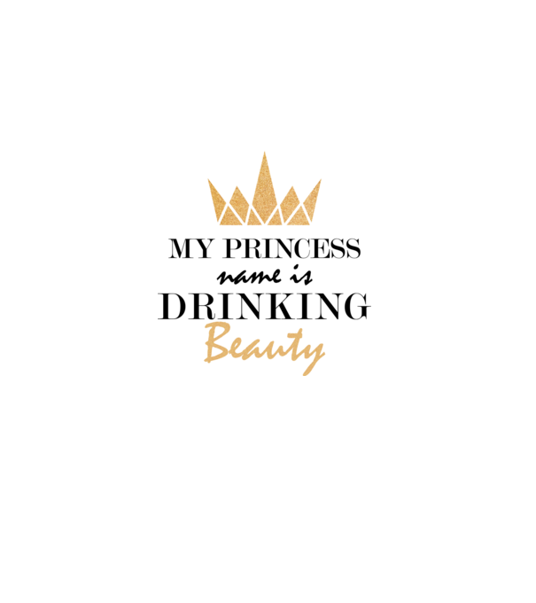 Drinking beauty gold model alb pe tricou