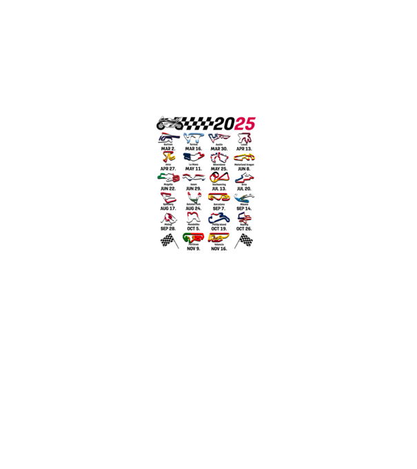 MOTOGP 25 CALENDAR alb model alb pe tricou