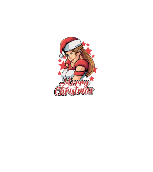 Merry christmas santa girl model negru pe tricou