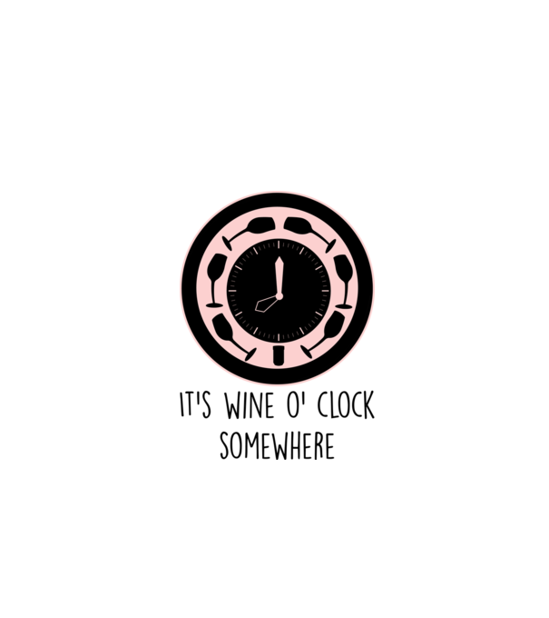 Wine o clock model alb pe tricou