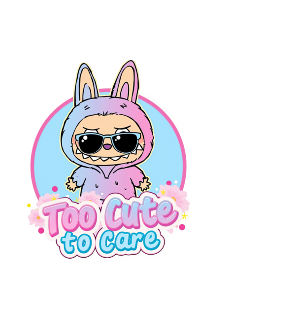 Too cute to care model albastru deschis pe tricou