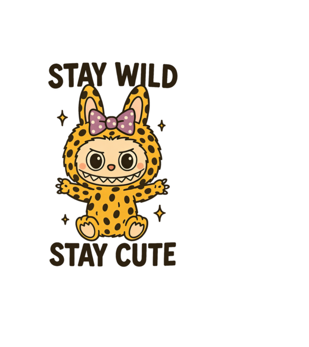 Stay wild - Labubu model albastru deschis pe tricou