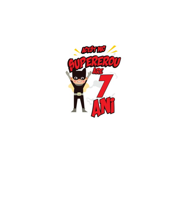 Acest mic supererou are 7 ani model negru pe tricou