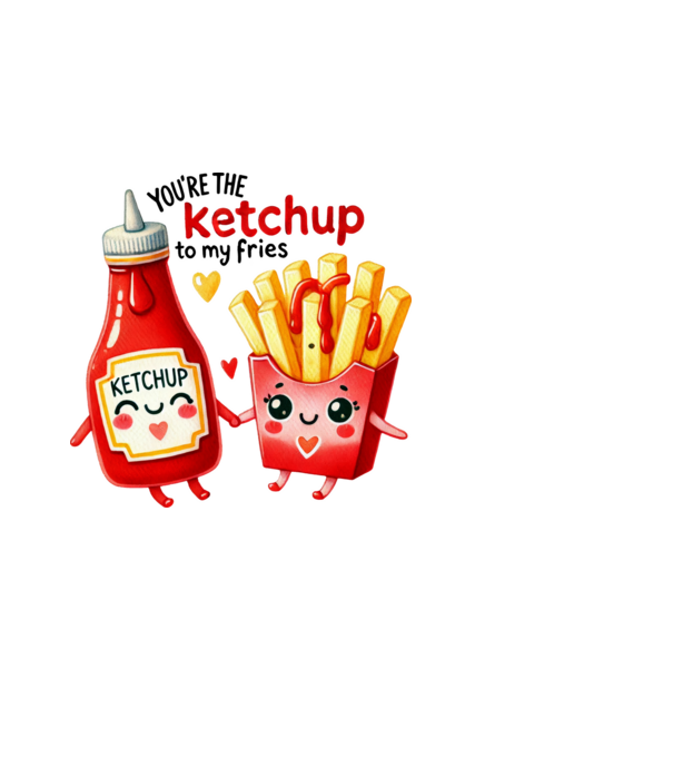 Ketchup to my Fries model negru pe tricou
