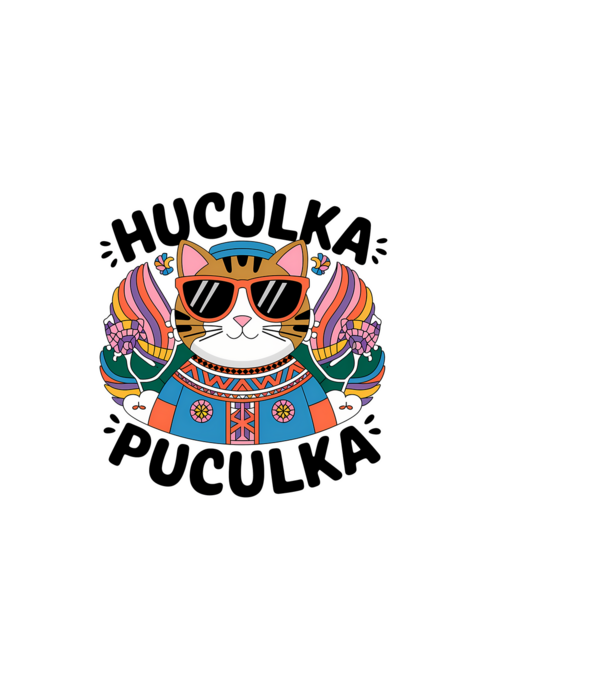 Huculka Puculka pisică 3 model alb pe tricou