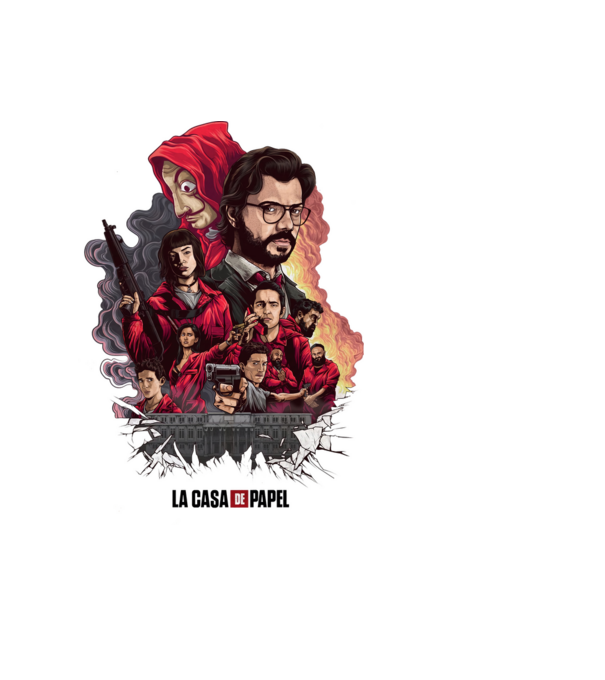 la casa de papel poster theme model albastru deschis pe tricou