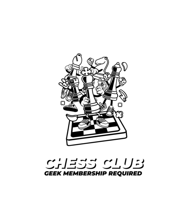 chess club model alb pe tricou