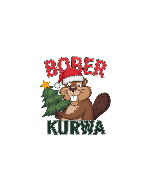 Bober kurwa Christmas model alb pe tricou