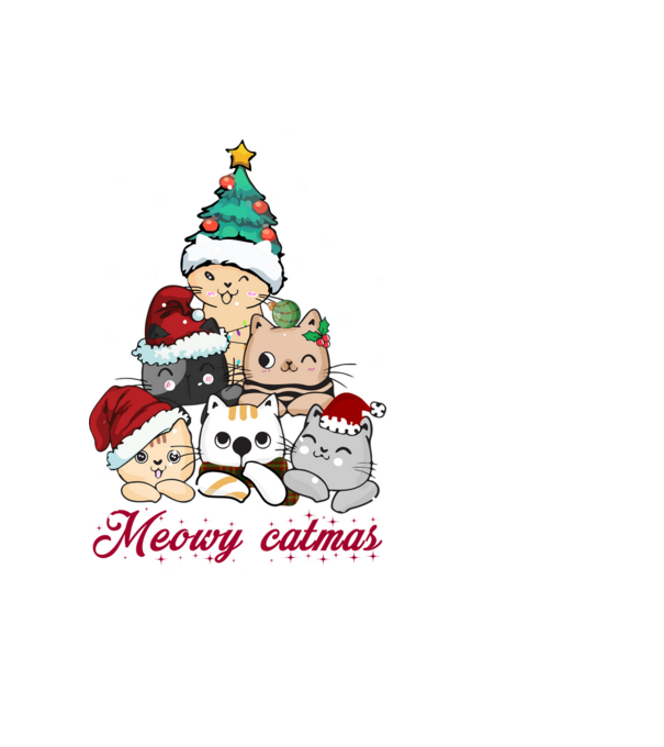 Meowy catmas model negru pe tricou