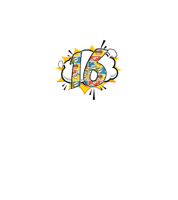 Birthday Comic Number 16 model gri închis pe tricou