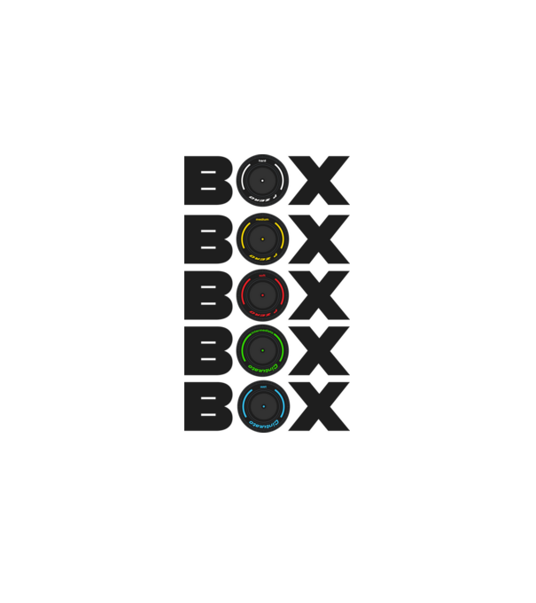 Forma1 box model alb pe tricou