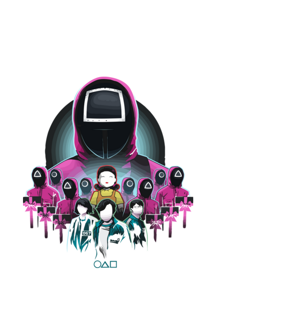 squid game crew model negru pe tricou