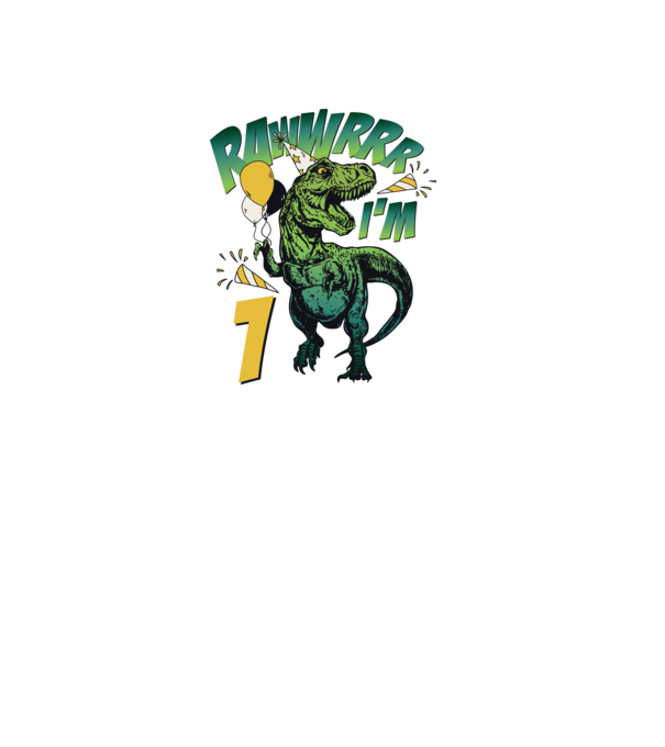 'Birthday Dinosaur rawww i''m 1' model alb pe tricou