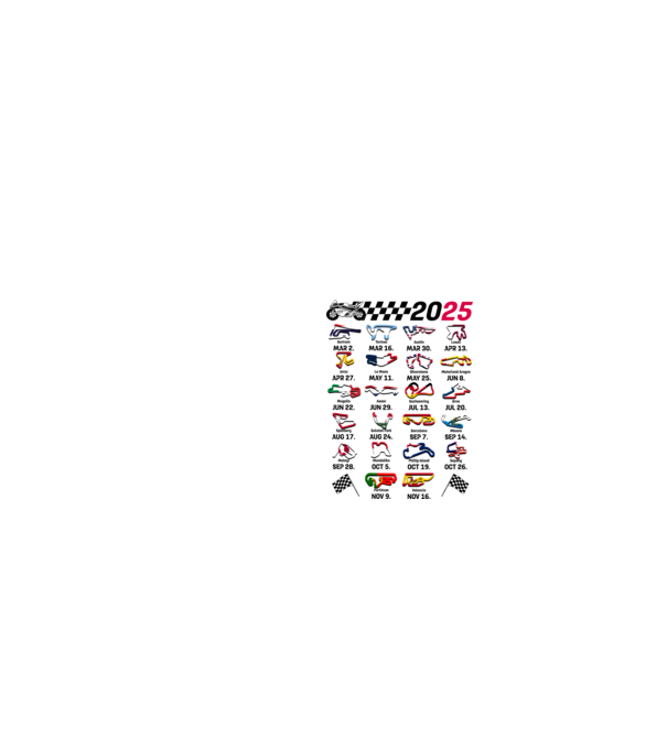 MOTOGP 25 CALENDAR alb model alb pe tricou