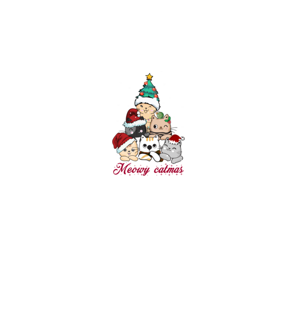 Meowy catmas model alb pe tricou