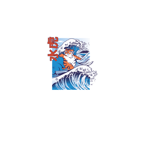 Chubby Surfer Tiger model negru pe tricou