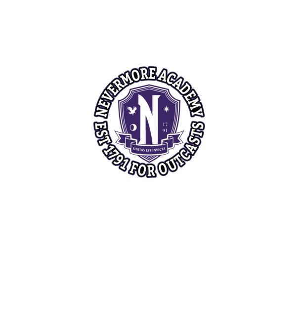 Nevermore academy model gri închis pe tricou