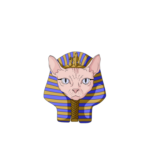sphynx cat pharaoh model albastru închis pe tricou