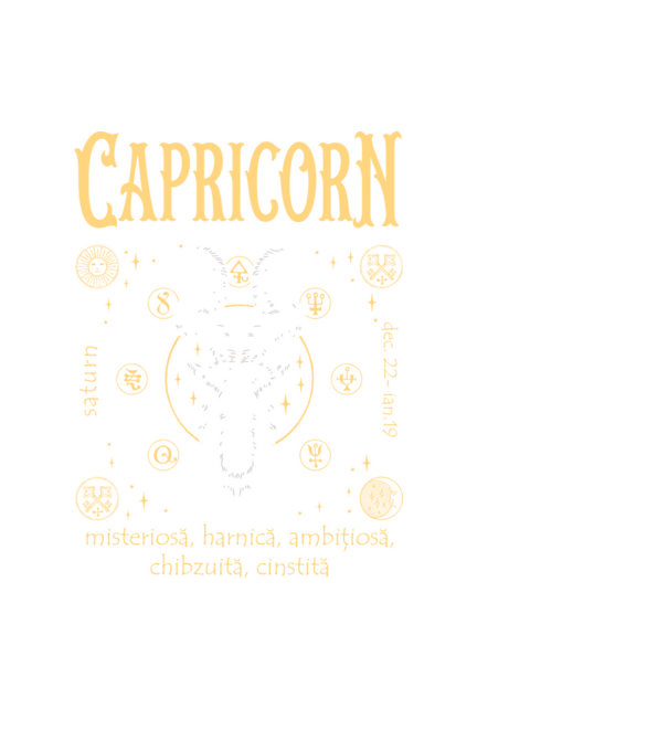 Zodiac femeie CAPRICORN golden model negru pe tricou
