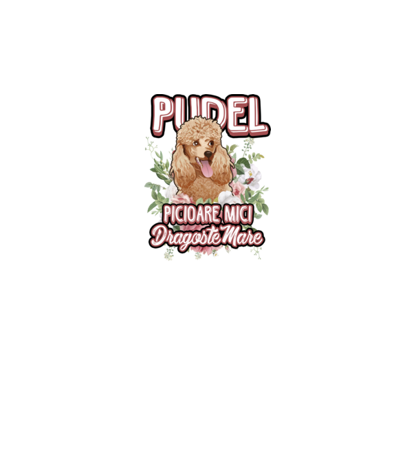 Pudel picioare mici dragoste mare model alb pe tricou