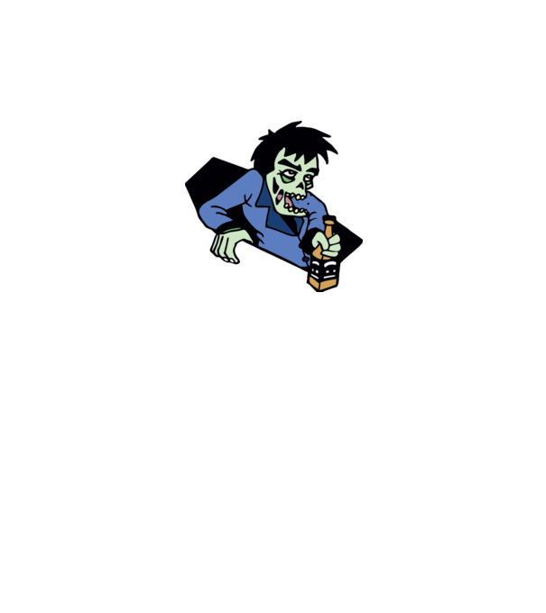 Drunk Zombie model alb pe tricou