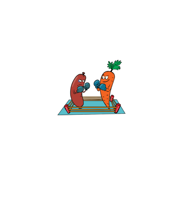 sausage vs carrot model roșu pe tricou