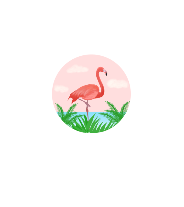 Flamingo model alb pe tricou